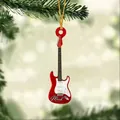 Customized red electric guitar Christmas tree ornament with personalized Mark name - Red