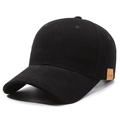 Extra large black baseball cap with sport leather patch and cotton twill fabric - Adjustable / Black