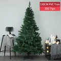 Green PVC Christmas tree 150cm high with 300 tips and a sturdy metal stand base - 150cm Green PVC Tree