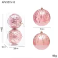 Pink Christmas ornaments set with colorful glitter finish in a transparent display box - Pink Glitter Ball (2 Pcs/Box)
