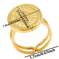 Detail view of gold coin ring dimensions with relief texture and open adjustable band - Vintage Coin Shape