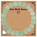 Green aventurine beaded bracelet with a polished silver heart charm on a gift card - Green Aventurine Bracelet