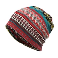 Bohemian style colorful knit slouchy beanie featuring vibrant geometric vintage patterns - Multicolor Bohemian Texture (19#)