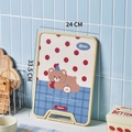 Standing PE cutting board with cute brown bear and red polka dots, size 33.5x24cm - 24x33.5cm / Square Standable