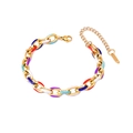 Bracelet à maillons en émail coloré en acier inoxydable doré avec des détails variés - Doré