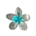 Blue and grey gradient plumeria flower hair claw clip with transparent finish - Pearly Plumeria Claw [Blue]