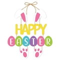 Colorful Easter bunny door hanger with Happy Easter eggs and rustic twine - Easter Bunny Style (Y-00505)