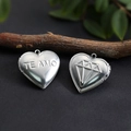 Silver stainless steel heart locket pendant with Te Amo engraving and diamond pattern - Diamond Pattern Heart Locket 29*29mm / Hand Polishing
