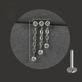 Macro shot of G23 titanium labret with zircon chain pendant and precise dimensions - Steel Color (NO-4)
