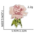 Detailed size specifications of pink rose embroidery patch showing 7.2cm by 5.9cm dimensions - Pink Rose