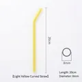 Pale yellow bent glass straw 20cm length and 8mm diameter for heat resistant drinks - Curved Tube / Light Yellow