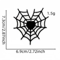 Detailed dimensions of heart spider web punk patch in black and white embroidery - Spiderweb Heart Patch 12#