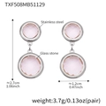 Silver stainless steel earrings with faceted pink glass stones and 18k gold plating details - Steel - Light Pink Stone (TXF508)