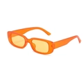 Retro narrow rectangular sunglasses with orange translucent frame and yellow lenses - Matte Orange Frame Orange Lens
