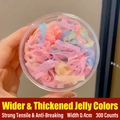 Set di 300 elastici per capelli color gelatina spessi 0,4 cm in barattolo - Barattolo / Gelatina Grande Ispessito (0.4CM/500 Pezzi)
