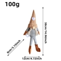 Knitted Christmas gnome plush with brown heart hat, long legs, and white braids for decor - Brown Female Style