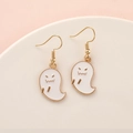 Ghost drop earrings in gold and white finish for Halloween festival celebration - Simple Ghost