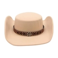 Sombrero vaquero beige con banda de cuero con tachuelas y hebilla de metal vintage - Talla única / Beige