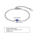 Pulsera de acero inoxidable plateado con cuenta de ojo turco azul 6mm y cadena ajustable - Colgante Ojo Turco Plateado