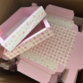 Pink floral gift box with cat illustration and Unique Beauty print for hair accessories - Pink Floral Gingham