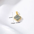 Detailed size view of 14K gold clover pendant with grey shell inlay and measurements - H-11058 Clover