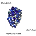 Deep blue rhinestone crystal floral brooch pin in gold-tone alloy for women suits - Blue