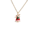 Collana di Natale con ciondolo a campana rossa e foglie di agrifoglio dorate - Collana con Campanella di Natale