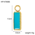 Rectangular gold-plated blue enamel pendant with 1.5cm height for DIY jewelry - Smooth Rectangle Blue-HP14786B6
