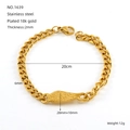 18k vergoldetes Edelstahl-Panzerarmband mit Flügelanhänger und detaillierten Maßen - Flügel Stil (ZG1639)