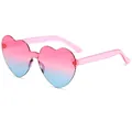 Pink and blue gradient heart-shaped rimless sunglasses with translucent temples - Pink to Lake Blue Gradient
