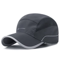 Gorra deportiva gris oscuro de secado rápido con malla transpirable y ribete reflectante - Ajustable / gris oscuro