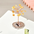 Mini crystal tree craft with yellow gemstones on a brown agate base handmade decor - Citrine