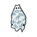 Schattige emaille spookspeld met kattenoren en kleine blauwe vispatronen erop - Blauwe Visgeest XZ8974