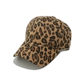 Close-up of leopard print baseball cap featuring cotton twill and six-panel structure - M (56-58cm) / Brown