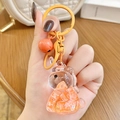 Cute unicorn liquid keychain with orange oil, glitter and bell accessory - Orange Unicorn Letter Beads