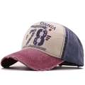 Berretto da baseball vintage bicolore in tela lavata con visiera rovinata e numero 78 - Regolabile / Rosso Rosa e Blu Navy