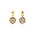 Elegant gold plated S925 silver evil eye stud earrings with blue and white crystals - 925 Silver / Gold Stud Earrings