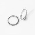 Silver stainless steel hinged hoop earrings featuring fine cubic zirconia inlays - 1.2*8mm Steel (Pair)