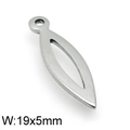 Ciondolo in acciaio inossidabile argento a forma di foglia cava misura 19x5mm - 19x5mm / Colore Acciaio (KLJ4795-Z)