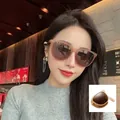 Women's chic folding polarized sunglasses with brown gradient lenses and matte tea frame - Foldable Style Tea