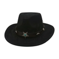 Chapeau de cowboy noir en suède avec ceinture en cuir et emblème en turquoise - Taille unique / Noir