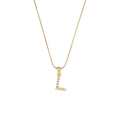 Minimalist gold snake chain necklace with pearl letter L pendant for women - Letter L