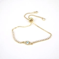 Detailed view of gold-toned Evil Eye bracelet with pavé rhinestones and adjustable closure - Oval Evil Eye (BR159-5)