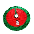 Red and green felt Christmas tree skirt featuring a cute snowman applique ornament - 90CM Non-woven Red & Green Snowman Tree Skirt (PS-57)