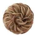 Curly messy bun hair piece with brown and blonde highlights for voluminous updo - 12H24 Golden Brown Mixed Blonde