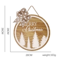 28cm Christmas round wooden sign with Merry Christmas cutouts and burlap bow - Style J (Wood Hollow Merry)