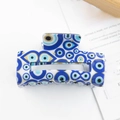 Blau-weiße Evil Eye Haarklammer in rechteckiger Form mit glänzender Oberfläche - Blau/Evil Eye Druck