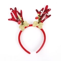 Christmas reindeer headband with red plaid antlers and white snowflake patterns - TK53 Bow Mushroom Pattern Antlers