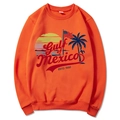Vibrant orange long sleeve Gulf of Mexico graphic sweatshirt with ribbed cuffs and crew neck - Orange