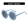 Cute sunflower shaped sunglasses for kids in blue frames with protective black lenses - Matte Blue Frame Grey Lens
